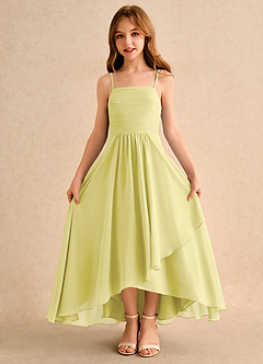 Azazie Twilight Dance Junior Formal Sukienki dla dziewczynek sypiących kwiaty Linia A Pofałdowany Szyfon Asymetryczny Sukienka image6