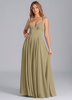 Azazie Darana Brautjungfernkleider A-Linie Korsett Chiffon Kleid Moosgrün image3