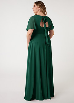 Azazie Kimber Bridesmaid Dresses Emerald A-Line Flounce Sleeve Chiffon Dress image7