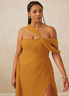 Christian Siriano Bridal for Azazie 1014 Brautjungfernkleider A-Linie Schulterfrei Chiffon Kleid Butterscotch image15
