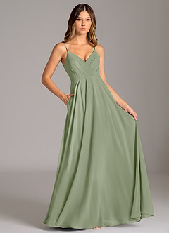 Azazie Amani Bridesmaid Dresses Pistachio A-Line Pleated Chiffon Dress image6
