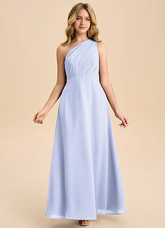 Azazie Phaedra Junior Vestido de Lavanda de Gasa de Corte en A con Plisado image7