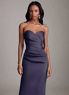 Azazie Sonora Vestidos de damas de honor Vestido de Tormenta de Satén Elástico de Corte Recto con Sin tirantes image5