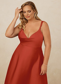 Christian Siriano Bridal for Azazie 1001 Bridesmaid Dresses Rust A-Line Sweetheart Neckline Stretch Satin Dress image16