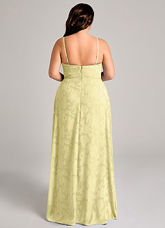 Azazie Moira Bridesmaid Dresses Lemon Sorbet A-Line Side Slit Floral Burnout Dress image11