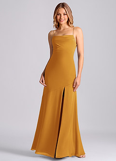 Azazie Grata Brudtärnklänningar Klä av Sjöjungfru i Chiffong Plisserad Knäck image3