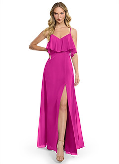 Azazie Jean Vestidos de damas de honor Vestido de Fucsia de Gasa de Corte en A Convertible image1