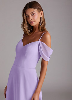 Azazie Marley Bridesmaid Dresses Lilac A-Line Off the Shoulder Chiffon Convertible Dress image8