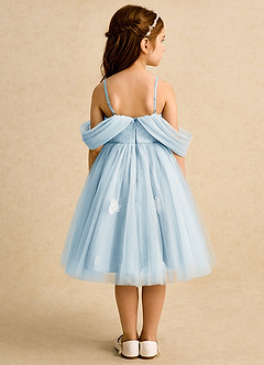 Azazie May Blumenmädchenkleider Ballkleid Plissee Tüll Kleid Himmelblau image1