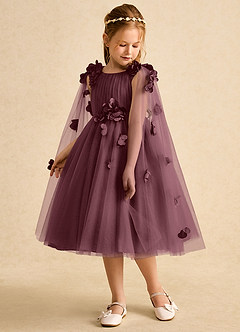 Azazie Staria Blumenmädchenkleider Ballkleid Gestreift Tüll Kleid Sangria image5