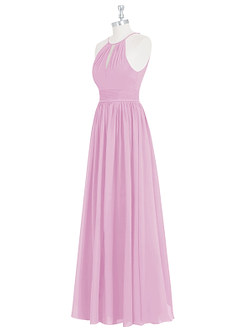 Azazie Cherish Vestidos de damas de honor Vestido de Rosa Caramelo de Gasa de Corte en A con Plisado image8