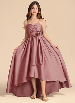 Azazie Catalina Junior Jurk van Stretch Satijn met A-Lijn Sweetheart Halslijn Stoffige Roos image4