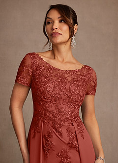 Azazie Alva vestidos de madre de la novia Vestido de Terracota de Encaje de Corte en A image6