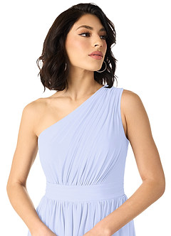 Azazie Mathilda Bridesmaid Dresses Lavender A-Line One Shoulder Chiffon Dress image4