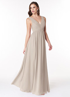 Azazie Ranvie Final Sale Black A-Line V-Neck Pleated Chiffon Dress image12