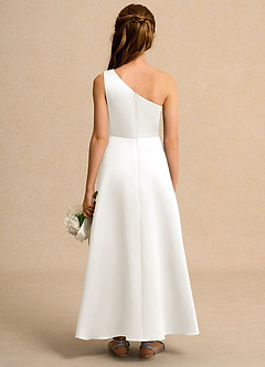 Azazie Taffy Junior Formal vestidos de niña de las flores Vestido de Marfil de Satin Mate de Corte En A con Encaje image2