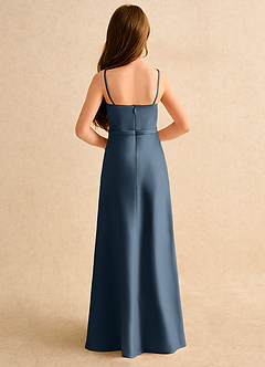 Azazie Fishie Girls Formal Jurken voor bloemenmeisjes A-Lijn Jurk van Mat Satijn Neptunus image7