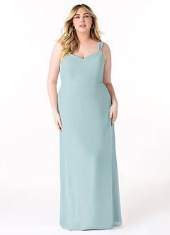 Azazie Denice Brautjungfernkleider Etui Gefaltet Chiffon Kleid Nebel image9