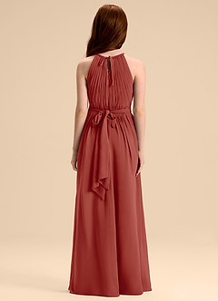 Azazie Malone Junior Terracotta A-Line Pleated Chiffon Dress image2