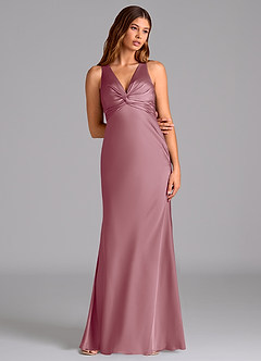 Azazie Hati Bridesmaid Dresses Vintage Mauve Mermaid Stretch Satin Dress image3