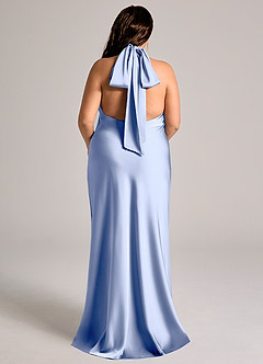 Azazie Velli Abiti da Damigella Abito Sirena in Raso Elasticizzato Collo Alto Ghiaccio image9