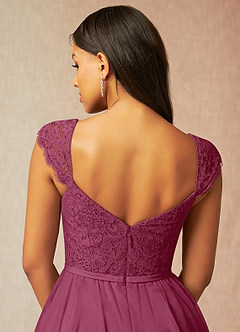 Azazie Luxi Bridesmaid Dresses Mulberry A-Line Pleated Tulle Dress image5