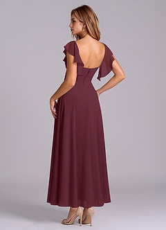 Azazie Leilani Bridesmaid Dresses Cabernet A-Line Ruched Chiffon Dress image5