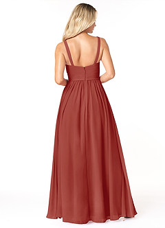 Azazie Chanel Bridesmaid Dresses Terracotta A-Line Pleated Chiffon Dress image2