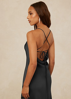 Christian Siriano Bridal for Azazie 1012 Bridesmaid Dresses Black Sheath Lace Stretch Satin Dress image4