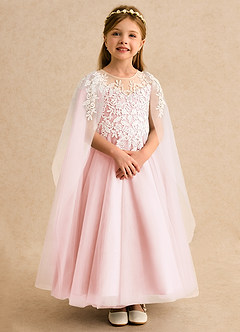 Azazie Dandelion Robe Demoiselle D'honneur Fillette Robe Princesse en Dentelle Rose Pâle image7