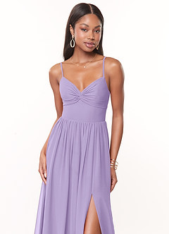 Azazie Zeya Bridesmaid Dresses Lilac A-Line V-Neck Pleated Chiffon Dress image5