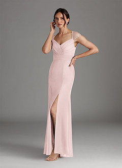 Azazie Blanchett Final Sale Blushing Pink Mermaid Sequins Chiffon Dress image4