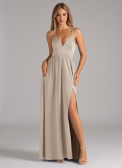 Azazie Aaida Bridesmaid Dresses Frost A-Line Corset Stretch Satin Dress image1