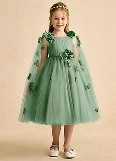 Azazie Staria Flower Girl Dresses Matcha Ball-Gown Ruched Tulle Dress image6