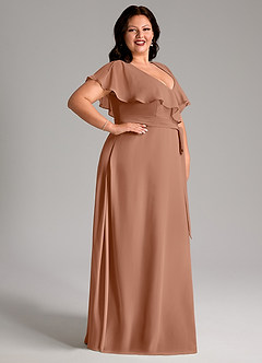 Azazie Lainey Brautjungfernkleider A-Linie mit Taschen Chiffon Kleid Bronzer image5