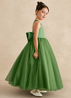 Azazie Peanut Flower Girl Dresses Basil A-Line Strap Tulle Dress image3