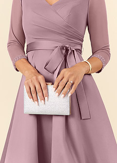 Azazie Maritza Mother of the Bride Dresses Dusty Rose A-Line Pleated Matte Satin Dress image6
