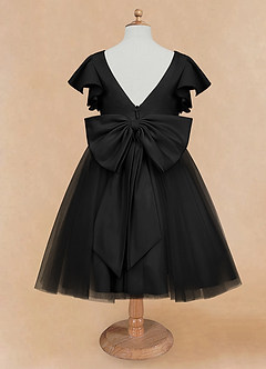 Azazie Kaeya Flower Girl Dresses Black A-Line Bow Tulle Dress image6