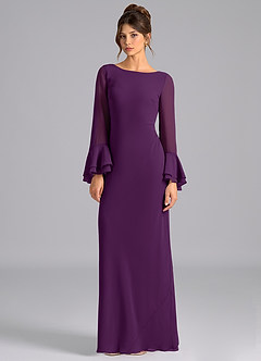 Azazie Leone Final Sale Grape Mermaid Corset Chiffon Dress image5