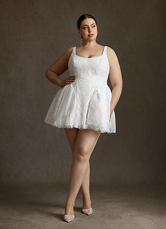 Azazie Dawn Wedding Dresses Diamond White A-Line Lace Dress image5