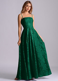 Azazie Lucienne Brautjungfernkleider A-Linie Schulterfrei Blumen-Burnout Kleid Smaragd image6