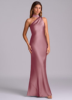 Azazie Seona Bridesmaid Dresses Vintage Mauve Mermaid One Shoulder Stretch Satin Dress image3