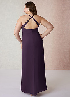 Azazie Manila Bridesmaid Dresses Plum Sheath V-Neck Chiffon Dress image8