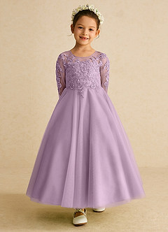 Azazie Precious Blumenmädchenkleider A-Linie Spitze Tüll Kleid Blauregen image4