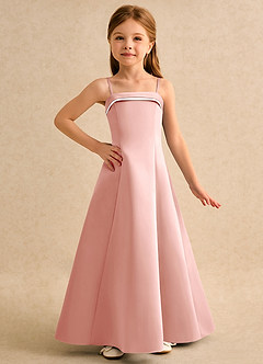 Azazie Izel Girls Formal Flower Girl Klänningar Klä A-Line i Matt satäng Plisserad image5