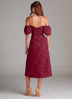Azazie Evalina Bridesmaid Dresses Burgundy Sheath Floral Burnout Dress image6
