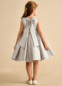 Azazie Jessie Flower Girl Dresses Frost A-Line Bow Matte Satin Dress image1