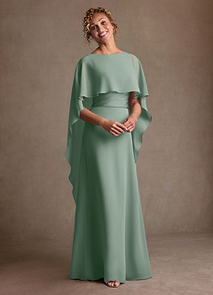 Azazie Marilla Mère de la mariée Robes Robe Trapèze en Mousseline de soie Plissée Sauge D'argent image6