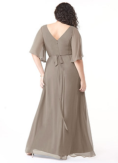 Azazie Cierra Bridesmaid Dresses Taupe A-Line V-Neck Chiffon Dress image10