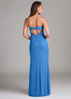 Azazie Leonis Jurken voor bruidsmeisjes Converteerbaar Jurk van Mesh met Kolom Strapless Blauwe Gaai image5